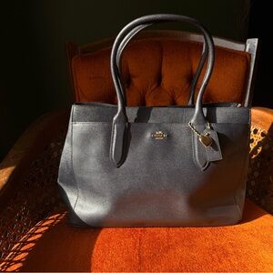 Coach Dark Blue Leather Tote